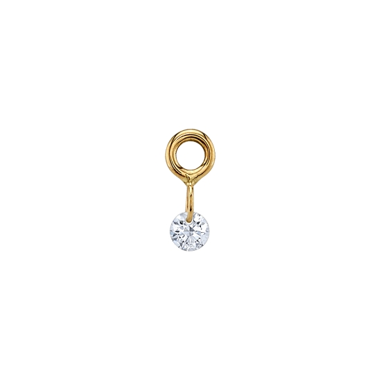Drilled Diamond With Jump Ring To Fit 16GA Nipple Oriented Ring