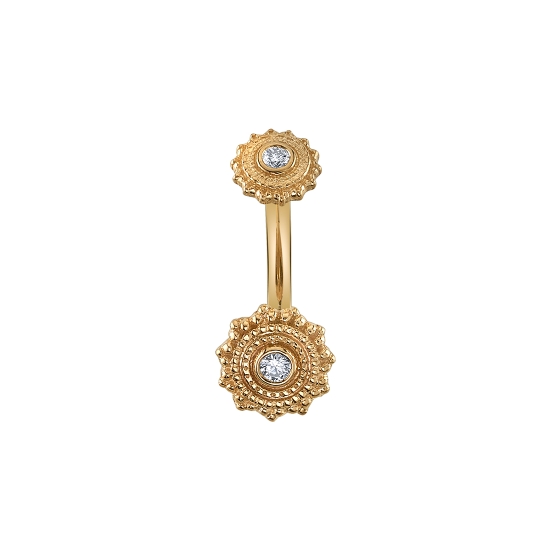 J-Curved Barbell - Zoie - Threaded 4mm Round Afghan Top and Fixed 6mm Round Afghan Bottom