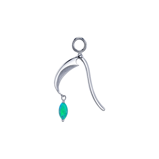 Threaded End - Reaper's Kiss - 12.5mm LEFT FACING Scythe with 4x2mm Marquise Prong Dangle at Tip of Blade - Dangle Attached by (2) Links of 1mm Cable Chain - SANDBLASTED BLADE EDGE
