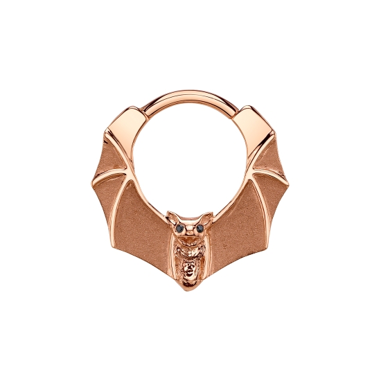 Lilith - Hinged Realistic Bat Ring - Sandblast Wings - 14GA Hinge