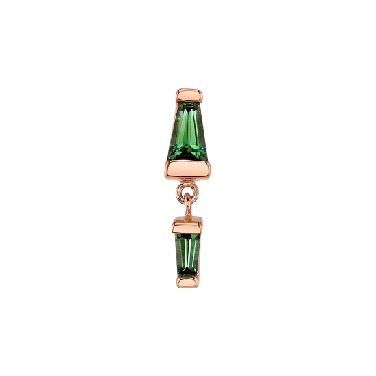 Threaded End - Duality - 3x2x1mm Tapered Baguette Bar Setting with 2.5x1.3x1mm Tapered Baguette Bar Dangle Connected by 2x Links of 1mm Cable Chain - Small End UP on Larger Baguette, and Small End DOWN on Smaller Baguette - Thread Centered on Back of Larger Setting