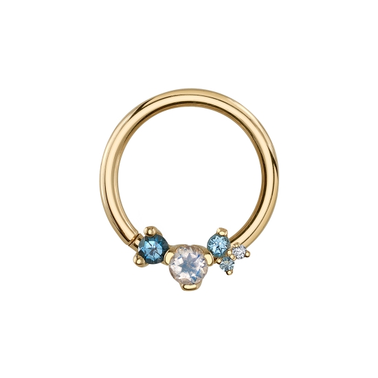 Ripple Seam Ring - Curved Cluster of 2.5mm, 2mm, 1.5mm and (2) 1mm Round Prongs - LARGEST GEMS ON THE LEFT - Setting as a Part of the Ring