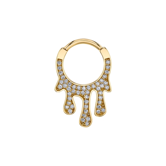 Diamond Drip Hinge Ring - 5 Drip Design with (49) 1mm Round Gems - 16GA HINGE