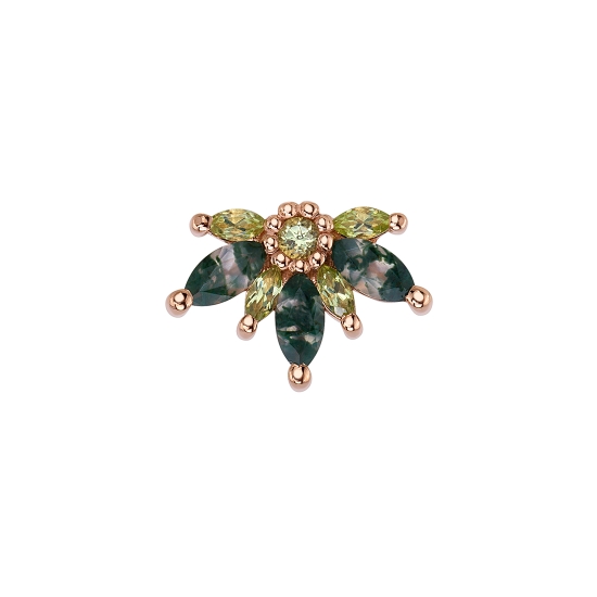 Charm with Flat Teardrop - Pave Setting & Millgrain Edges - 4x2.5mm - 1.75mm Gem - Jump Ring To Fit Navel Facing Ring - POINT UP
