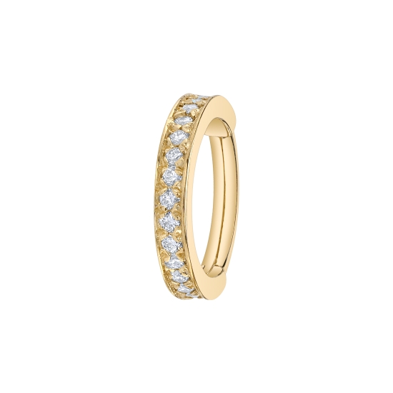 Kyoto - Hinge Ring with Single Row of Navel Oriented Prongs - 16x 1mm Gems - 16GA Hinge Closure
