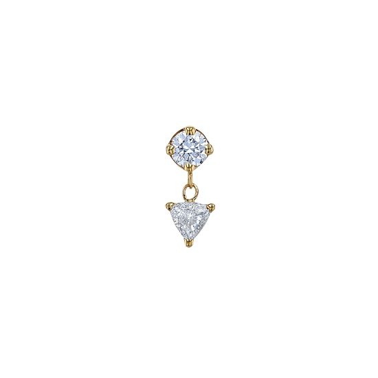 Pin with Syndicate - 2.5mm Round Four Prong Setting with 2.5mm Trillion Prong Dangle Connected by Tiny Jump Rings - Trillion Point Down