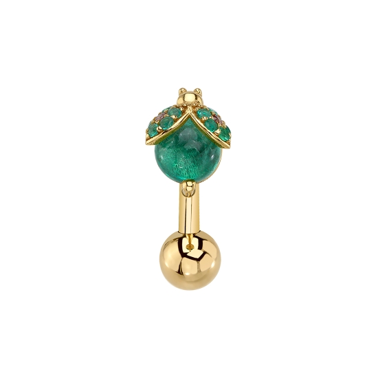 Threaded End with Lady Bird Beetle - 8x5mm - 5mm Gem Body and 14x 1mm Round Gems in Wings - SPECIAL GEM PATTERN