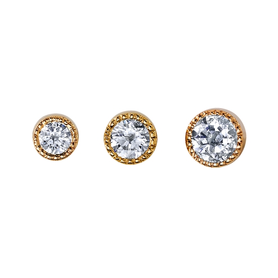 Pin with Serrated Round Bezel - 2mm Gem