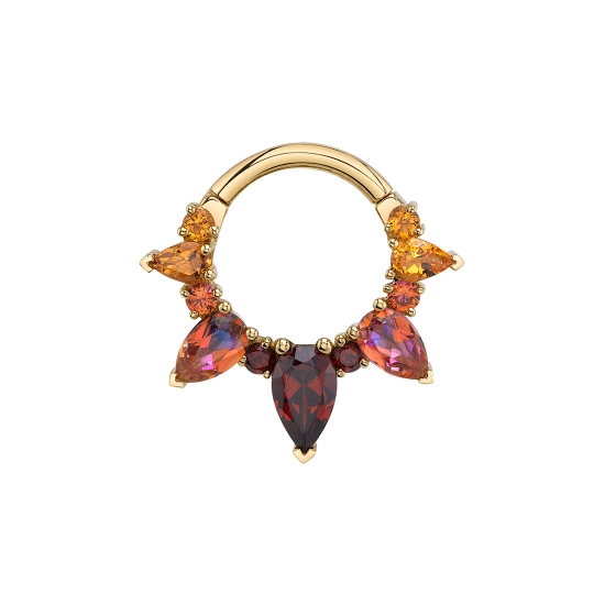 Empress Rising - 5x3mm Pear Center with (2) 4x2mm, and (2) 3x2mm Pear Accents on Each Side and 1.5mm Rounds in Between - 16GA Hinge - Pear Points Out