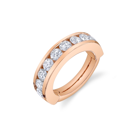 Symphony - Navel Facing Hinge Ring with 9x 1.5mm Channel Set Gems - 7/32in Wearable