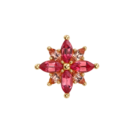 Threaded End with Polaris - 10mm - Alternating 4x2mm and 3x1.5mm Marquise Prongs with Tiny Gold Bead Center