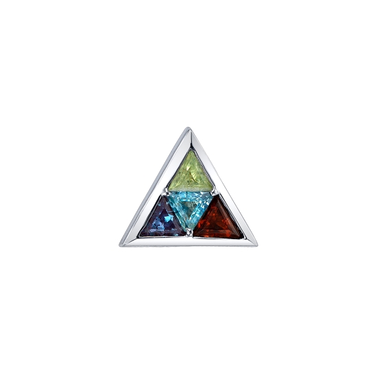 Threaded End with Shain - 6mm - Tri Force with (4) 2mm Triangle Cut Gems - SPECIAL GEM ORDER - TOP: CHAL, LEFT: GAA, RIGHT: PEAA, CENTER: BTAA