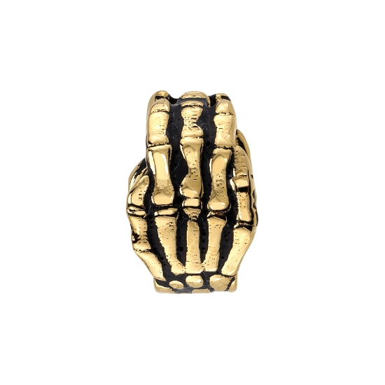 Hinge Cuff - Ben Skeleton Hands - Realistic Double Sided Skeleton Hand Cuff - Middle Fingers Touch To Close - Hinge Built Into Wrists - Approx 6mm At Widest Point - Highly Detailed Antique Finish