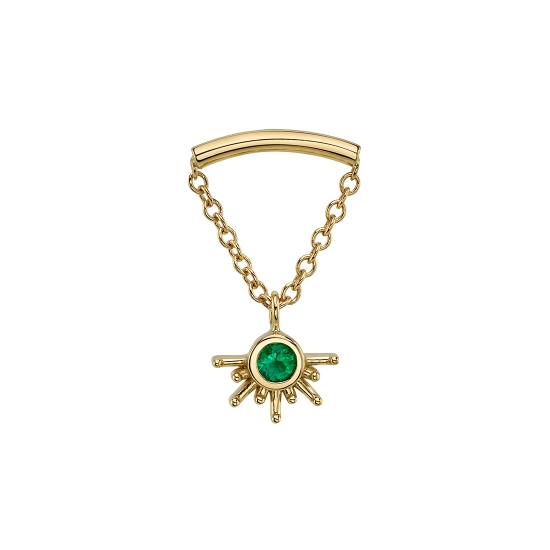 Pin with Live To Tell - 6.5mm - Round Bezel with Asymmetrical Rays Along Bottom - 2mm Gem