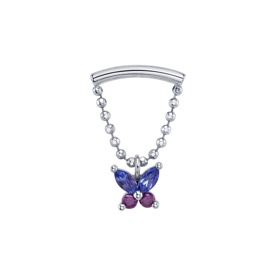 Pin with Monarch Butterfly - 4.5mm - 2x 3x1.5mm Marquise Prongs and 2x 1.5mm Round Prongs