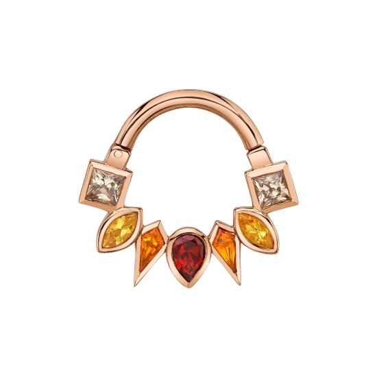 Xia Jinx - Hinge Ring with 3x2mm Pear Bezel Center, (2) 3x1.5mm Kites, (2) 3x1.5mm Marquise and (2) 2mm Princess Bezels - 16GA Hinge