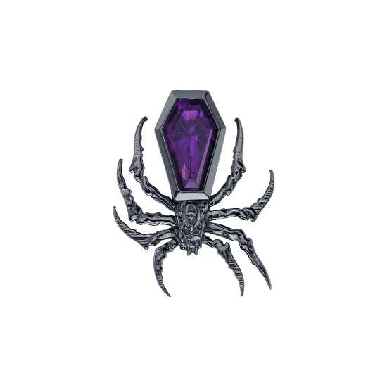 Threaded End with Street Tombs Spider - 12mm - Spider with 5x3mm Coffin Bezel Body - BLACK RHODIUM