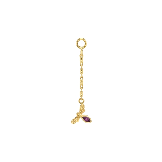 Charm - Miranda Chain with Ellen - Dragonfly with 2.5x1.25mm Marquise Bezel Body - 12mm Length of .8mm Chain with 2x .8mm Diamond Cut Rectangle Beads Attached to Top of Dragonfly - Jump Ring to Fit Navel Facing Ring
