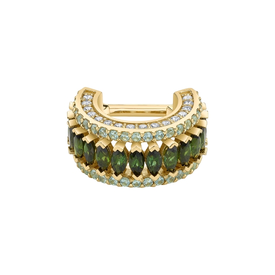 Lily - Hinge Ring with Rows of 1mm Prongs on Front, Back and Downward - Row of 3x1.5mm Marquise V Prongs Downward