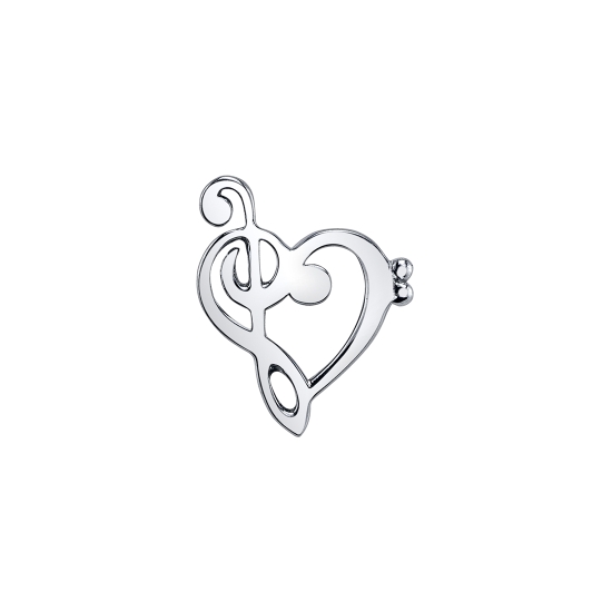 Threaded End with Heart Clef - 8mm - Treble Clef and Bass Clef in a Heart Shape