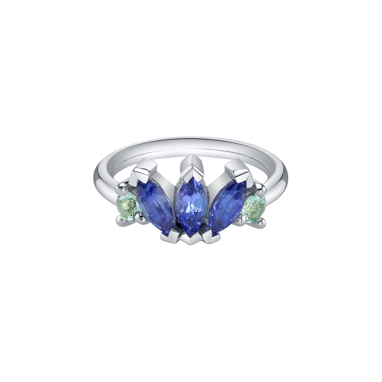 Thalia - Fixed Ring with 3x1.5mm Triple Marquise Fan and (2) 1.5mm Round Accents - FAN AS PART OF THE RING