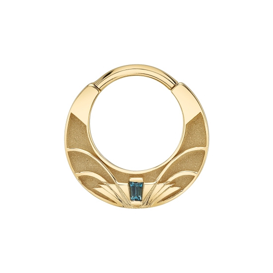 Petite Architect - Hinge Ring with Art Deco Ellipse and Sandblasted Relief - Tapered Baguette Bar in Center - 2x1.3x1mm Gem