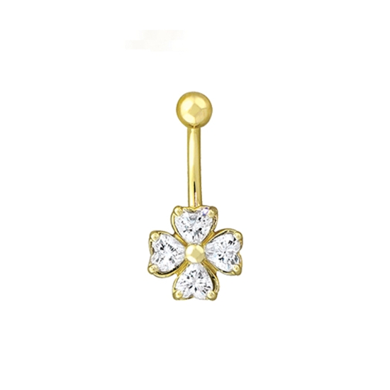 Threaded End with Heart Cut Gem Shamrock - 10.5mm - 4x 4mm Heart Cut Gems