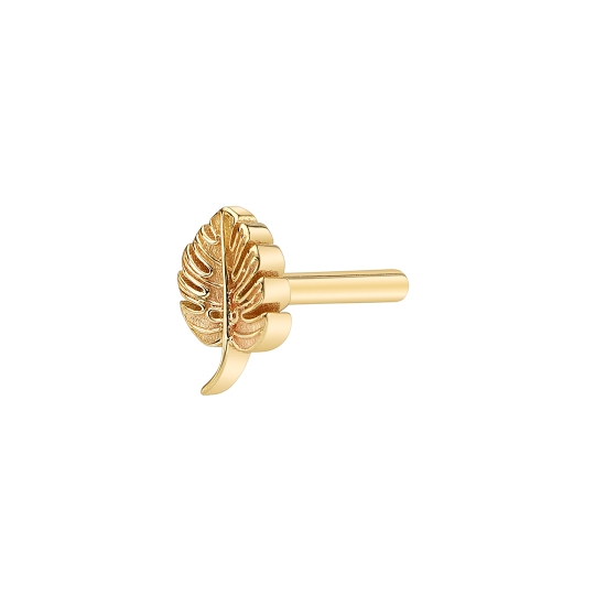 Charm with 10x6mm LEFT Monstera Leaf - Jump Ring Fixed to Top of Leaf - Jump Ring to Attach To Navel Facing Ring
