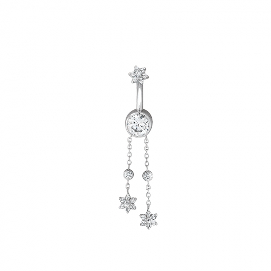 Threadless End - Cabochon Duet - 3mm Round CABOCHON PRONG Setting with 2mm Round Four Prong Dangle Connected by 2x Links of 1mm Cable Chain