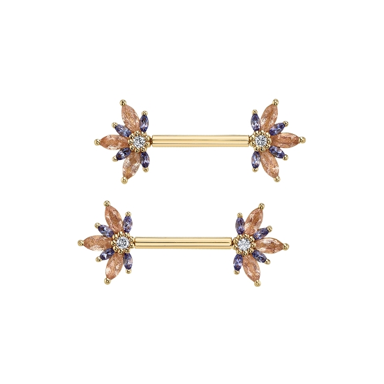 Threaded End with Starling - 14mm - Alternating (3) 5x2.5mm and (4) 3x1.5mm Marquise Prongs with 2.5mm Round Center