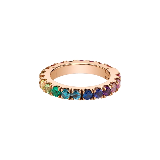 Infinity Telesto Hinge Ring - 1/4in - Row of 16 x 1.5mm Gems All Around - No Smooth Wearing Surface