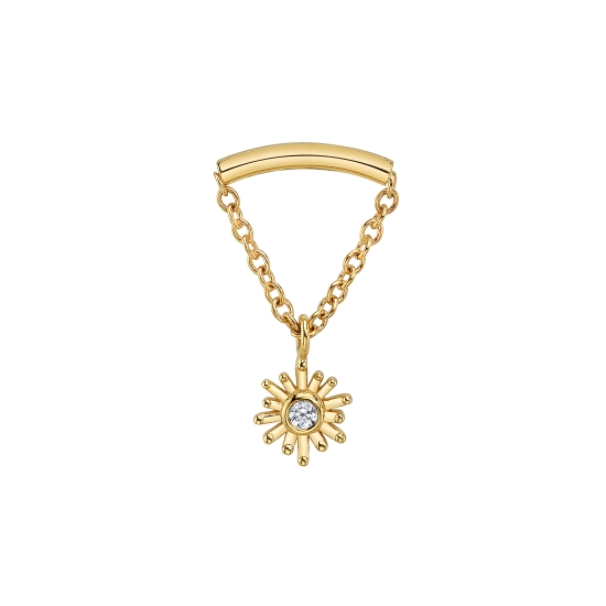 Charm with SMALL Sunray - 4mm - 1.5mm Gem - Jump Ring to Fit NIPPLE Facing Ring