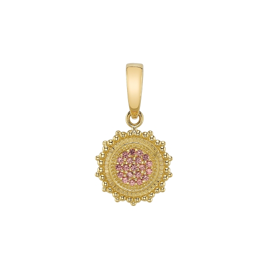 Threaded End - Parasol - 11.5mm - Afghan Round with 20x 1mm Micro Pave Gems in Center