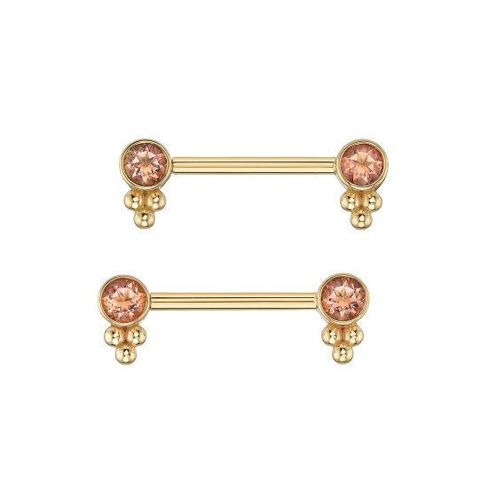 Rook Charm with Bezel with Tri Bead Accent - 2mm Gem - Jump Ring to Attach to Navel Facing Ring