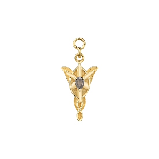 Charm with Evening Star - 14x10mm - 3x2mm Pear Prong with Fantasy Design - 3x Jump Rings to Attach to Navel Oriented Ring