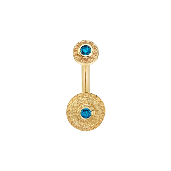 J-Curved Barbell with Threaded 5mm Nanda Top and Fixed 7.5mm Nanda Bottom - 2mm Gems