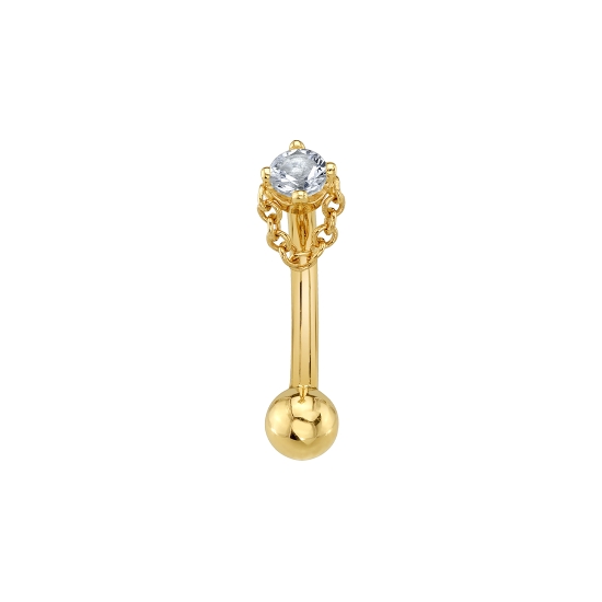 Pin with Rianna - Round Four Prong Setting with 11 Links of 1mm Cable Chain Attached on Each Side - 2.5mm