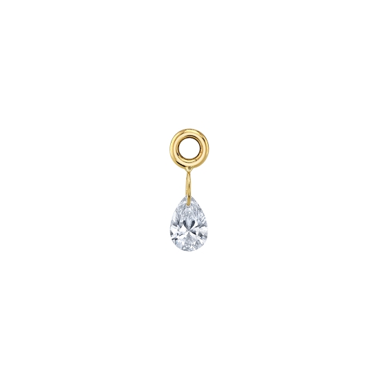 Charm - Nikita - 6x4mm CZ Pear Dangle - Hole Drilled in Point of Pear - (2) Jump Rings to Attach to Navel Facing Ring