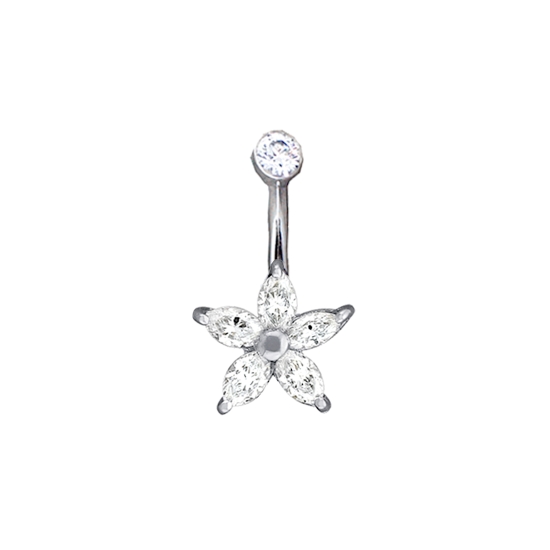 Pin with 6mm Starflower - (5) 2.5x1.25mm Marquise Petals with Gold Bead in Center