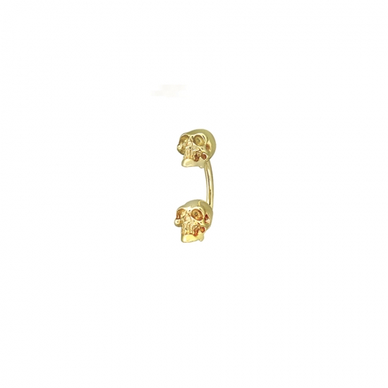 Curved Barbell with Threaded 4mm Round Cup Top and Fixed 5.5mm Medium Skull Bottom