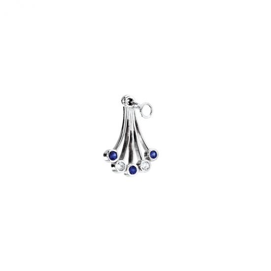 Charm with HANDMADE Baby Fan 3 Bezel Dangle - 3x Jump Rings with 3x 12mm Curved Wires and 2mm Bezels At Each End - Top Jump Ring to Fit 16ga Navel Facing Ring