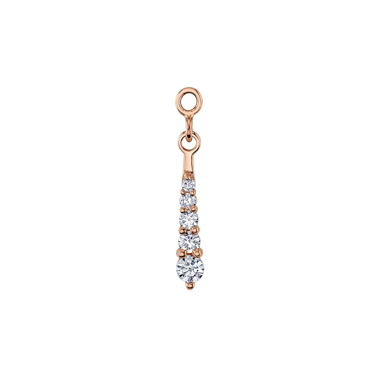 Charm with Rebel - Graduating 5 Gem Dangle - 3 Jump Rings Attached to Strip of 1.25mm, 1.5mm, 1.75mm, 2mm and 2.5mm Round Prongs