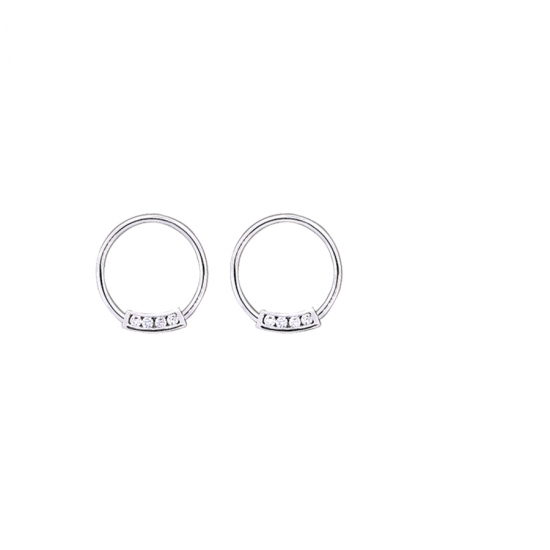 Concerto - Captive Segment with Nipple Facing 6 Gem Channel - 2mm Gems - CAPTIVE SEGMENT ONLY - To Fit 14GA 5/8in Captive Ring