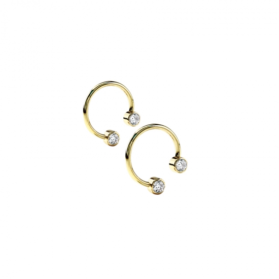 Circular Barbell with Forward Facing 2.5mm Open Back Round Bezels - One Side Threaded, One Side Fixed