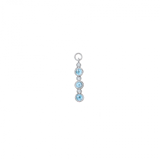 Charm - Triple Candy - 3x 3mm Serrated Bezels with 1mm Bezels in Between - Jump Ring to Fit 14GA Curved Barbell