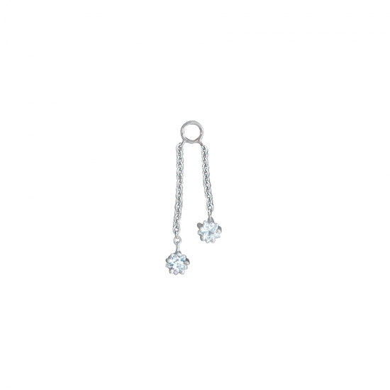 Charm with Two Lengths of 1mm Cable Chain with 3mm Star Prong at Ends - 2in & 3in - Jump Ring to Fit 14GA