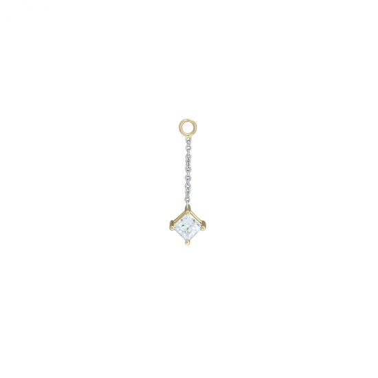 Pin with Princess Four Prong - 1.5mm - 2mm Gem Set on Axis