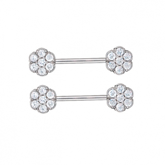 Pin with Flower 1 - 7mm - 2mm Gems