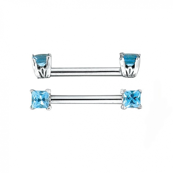 Princess Scrollbell - Straight Barbell with Forward Facing CLOSED BACK 4mm Princess Scroll Prongs - One Side Threaded/One Side Fixed
