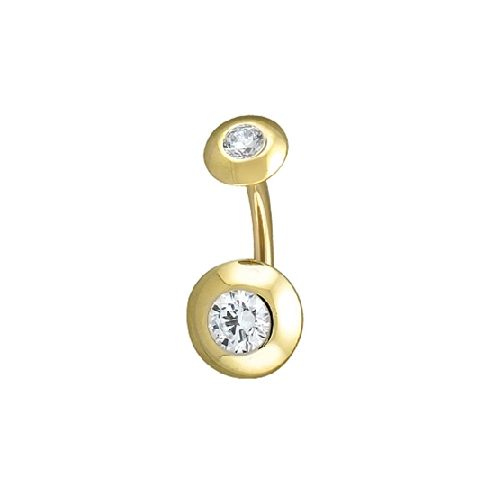 Curved Barbell with Threaded 4mm Saucer Top and Fixed 6mm Saucer Bottom - 1.75mm and 3mm Gems